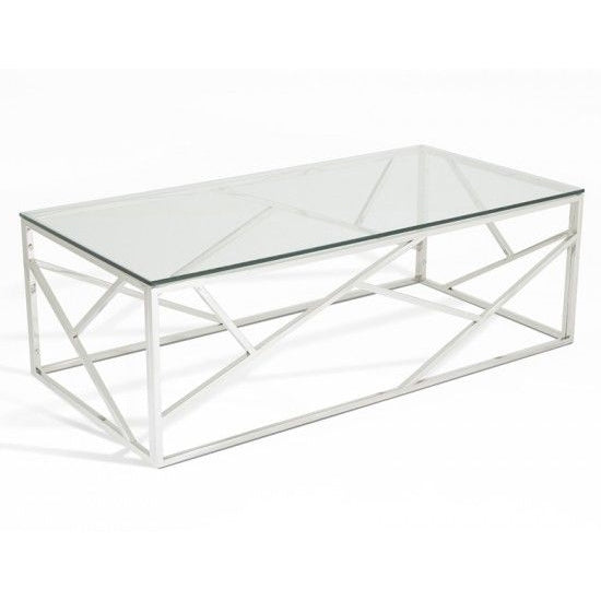 Phoenix Clear Glass Top Coffee Table With Silver Frame