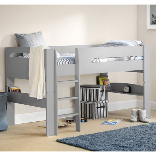 Pluto Wooden Midsleeper Childrens Bed In Dove Grey