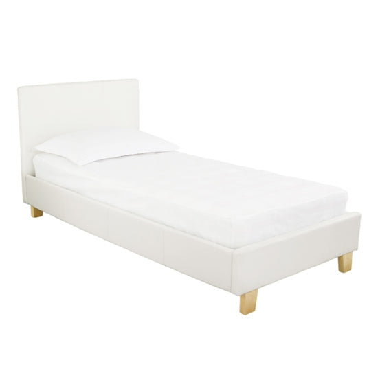 Prado Faux Leather Single Bed In White