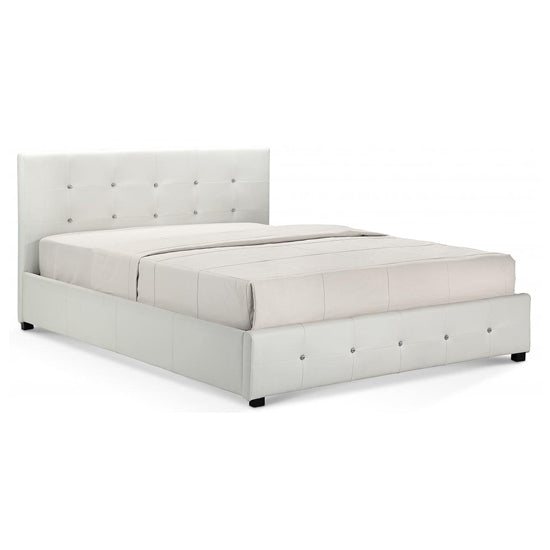 Quartz Faux Leather King Size Bed In White