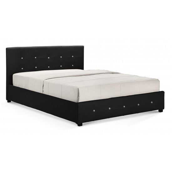 Quartz Faux Leather Storage King Size Bed In Black