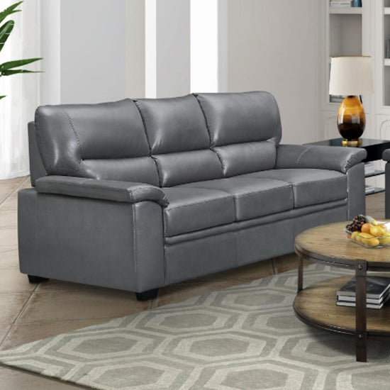 Rachel LeatherGel And PU 3 Seater Sofa In Grey