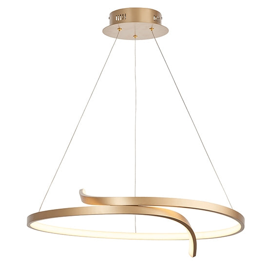 Rafe LED Ceiling Pendant Light In Matt Brushed Gold With Frosted Diffuser