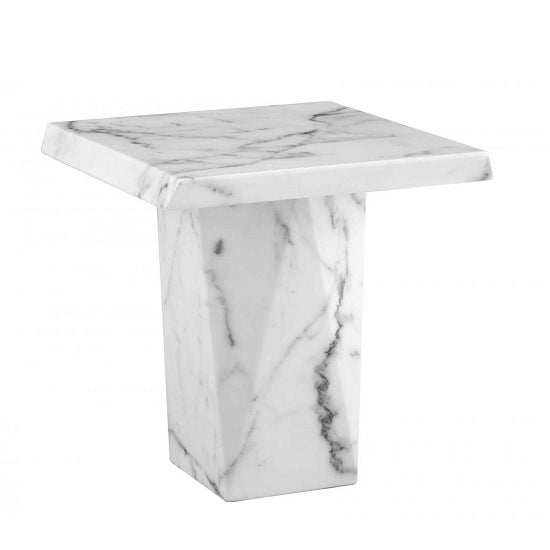 Rhine Marble Square Lamp Table In White