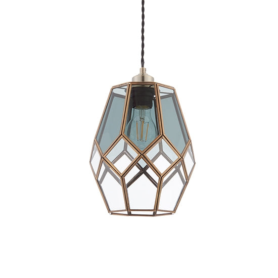 Ripley Glass Ceiling Pendant Light In Brass