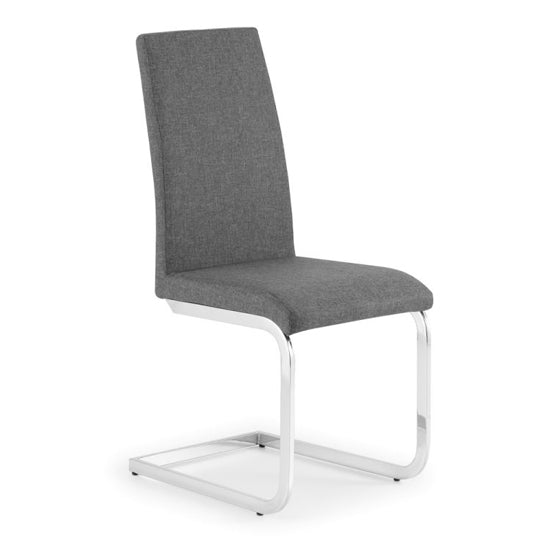 Roma Cantilever Linen Fabric Dining Chair In Salte Grey