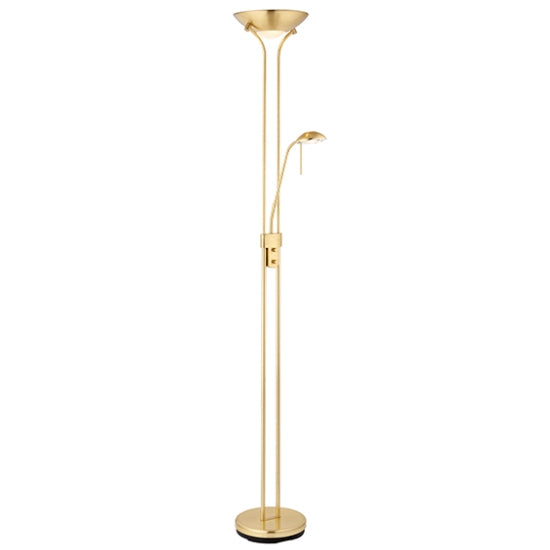 Rome Mother And Child Task Floor Lamp In Satin Brass