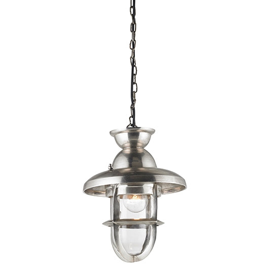 Rowling Large Industrial Style Ceiling Pendant Light In Antique Silver