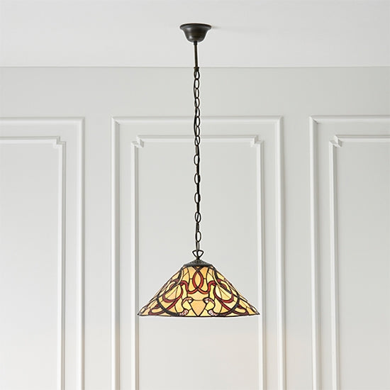 Ruban Medium Tiffany Glass Ceiling Pendant Light In Dark Bronze