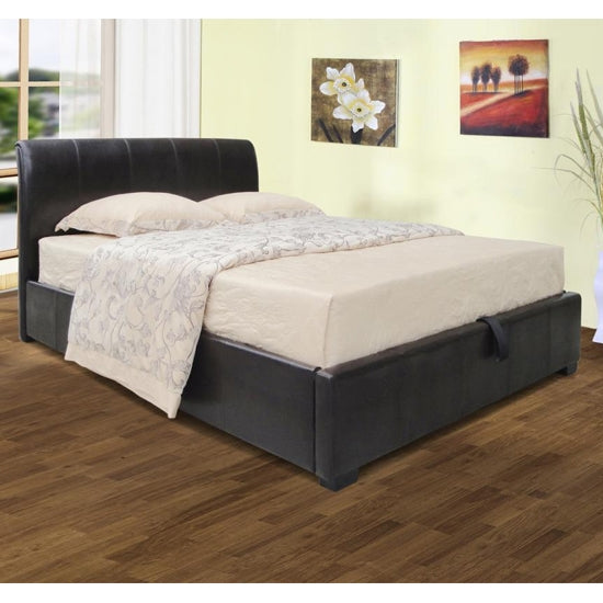 Savona Faux Leather Storage Double Bed In Black