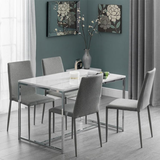 Scala Wooden Dining Table In White High Gloss With 4 Chairs