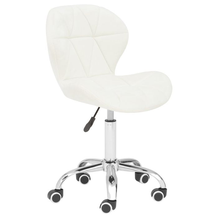 Senton Velvet Upholstered Home And Office Chair In White With Swivel Base