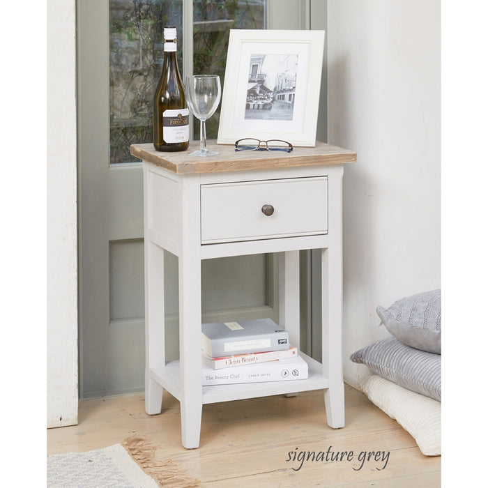 Signature Wooden Lamp Table In Grey And Oak