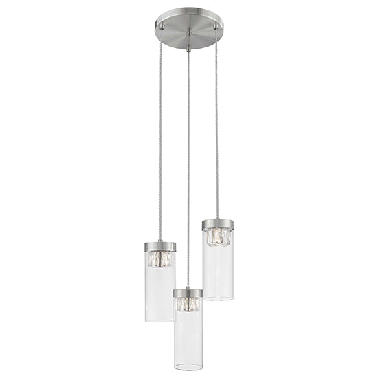 Socorro 3 Bulbs Decorative Ceiling Pendant Light In Satin Nickel