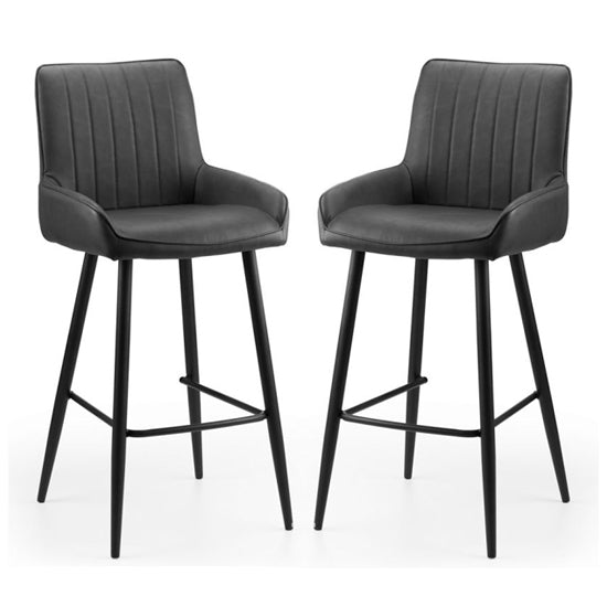 Soho Black Faux Leather Bar Stools In Pair