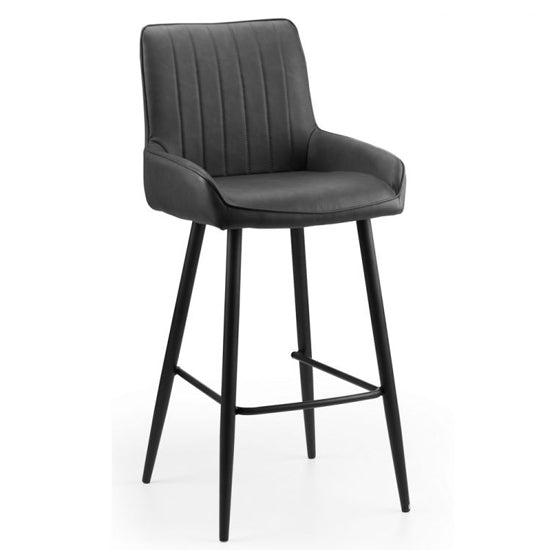 Soho Faux Leather Bar Stool In Black