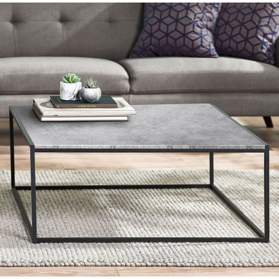 Staten Square Wooden Coffee Table In Concrete Effect