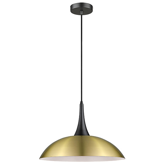 Stamford 1 Bulb Ceiling Pendant Light In Antique Brass And Matt Black