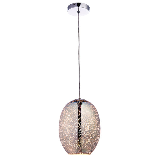 Stellar Holographic Glass Ceiling Pendant Light In Chrome