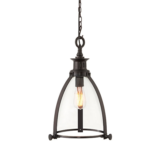 Storni Small Clear Glass Ceiling Pendant Light In Aged Bronze