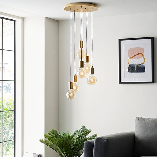 Studio 6 Lights Ceiling Pendant Light In Brushed Brass