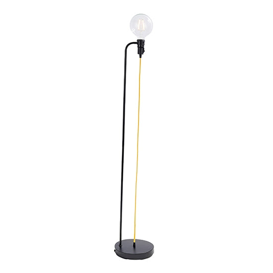 Studio Yellow Braided Cable Floor Lamp In Matt Black