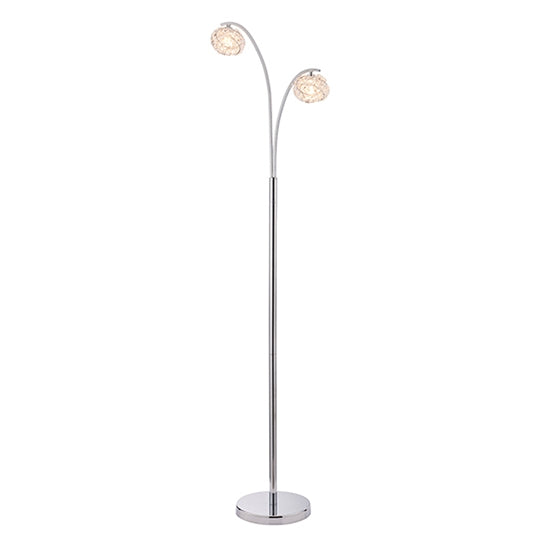 Talia Clear Crystal 2 Lights Floor Lamp In Chrome