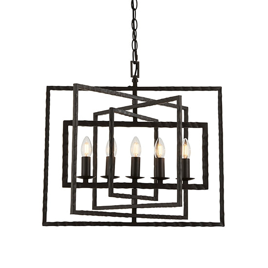 Tibbet 5 Lights Ceiling Pendant Light In Aged Hammered Pewter