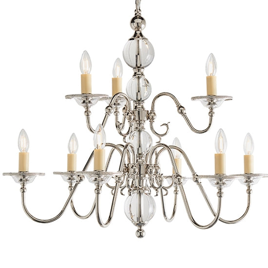 Tilburg Clear Crystal 9 Lights Ceiling Pendant Light In Polished Nickel