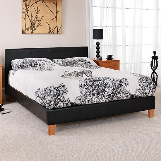 Tivoli Faux Leather Small Double Bed In Black