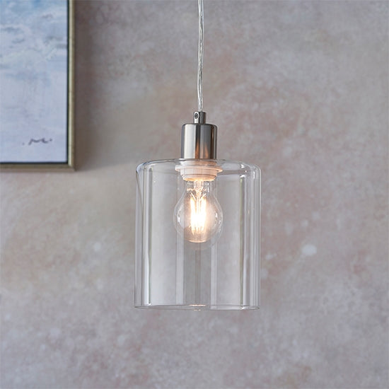 Toledo Clear glass Ceiling Pendant Light In Brushed Nickel