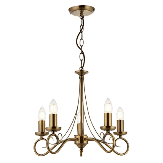 Trafford 5 Lights Ceiling Pendant Light In Antique Brass