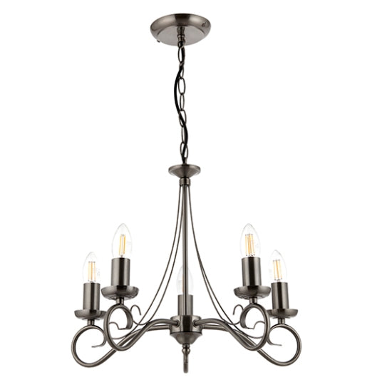 Trafford 5 Lights Ceiling Pendant Light In Antique Silver