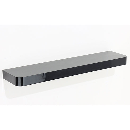 Trent Large Narrow Wooden Floating Wall Shelf In Matt Black