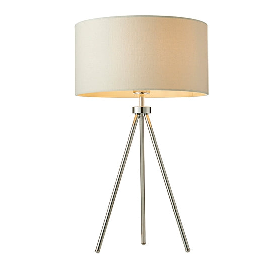 Tri Ivory Fabric Table Lamp In Chrome