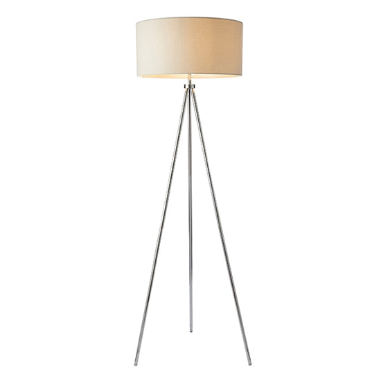 Tri Ivory Linen Mix Fabric Shade Floor Lamp In Polished Chrome