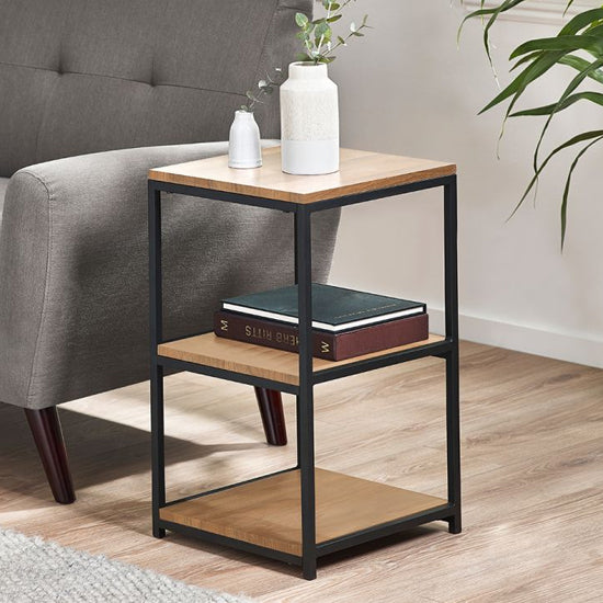 Tribeca Tall Narrow Wooden Side Table In Sonoma Oak