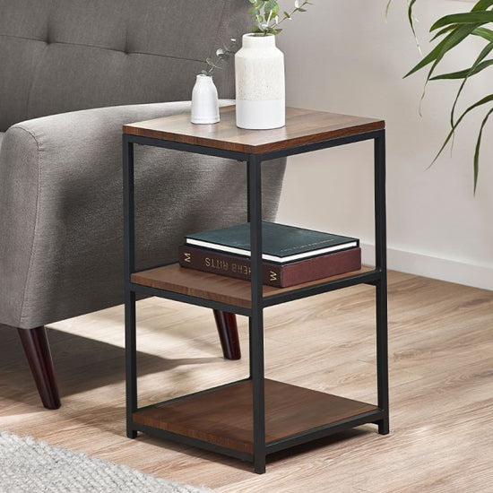 Tribeca Tall Narrow Wooden Side Table In Walnut