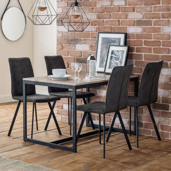 Tribeca Wooden Dining Table In Sonoma Oak With 4 Chairs