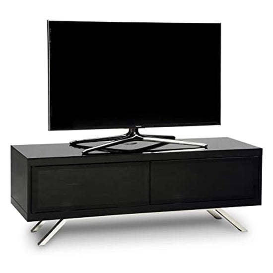 Tucana Wooden TV Stand In Black High Gloss With 2 Storage Compartments