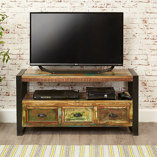 Urban Chic Wooden TV Stand With 3 Drawers