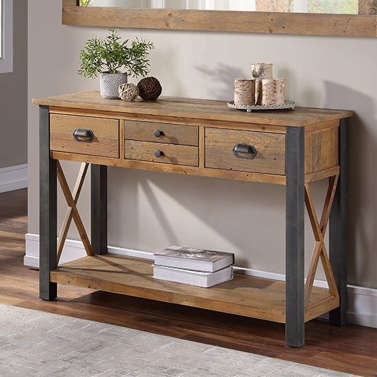 Urban Elegance Wooden Console Table In Reclaimed Wood