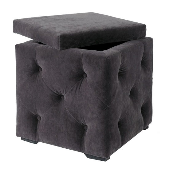 Valentina Fabric Upholstered Storage Stool In Charcoal