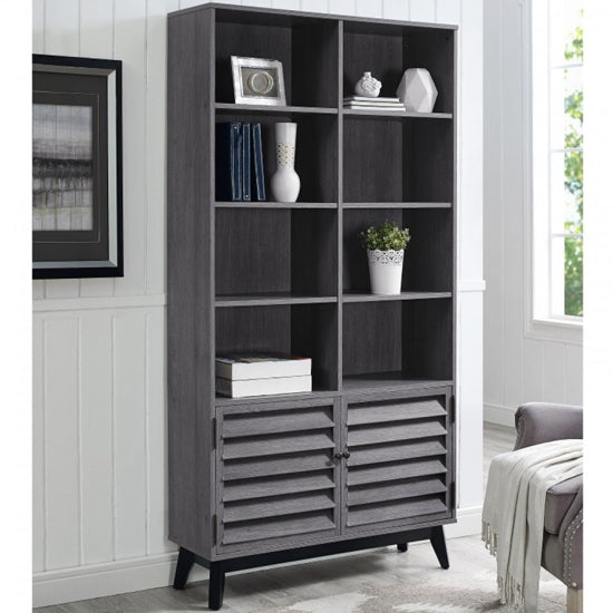 Vaughn Wooden Bookcase In Grey Oak