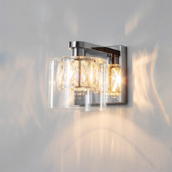 Verina Clear Glass Wall Light In Chrome