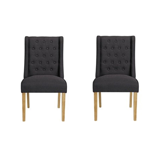 Verona Charcoal Linen Fabric Dining Chairs In Pair