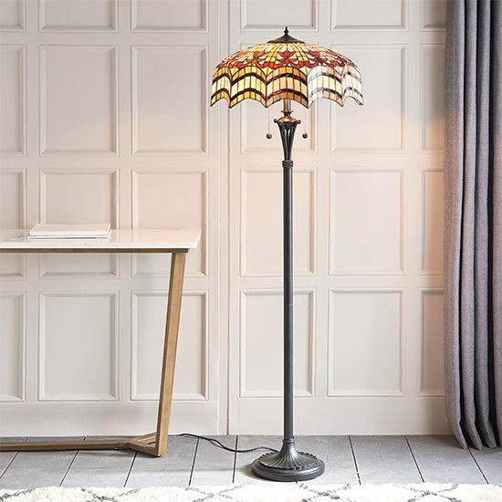 Vesta Tiffany Glass Floor Lamp In Dark Bronze