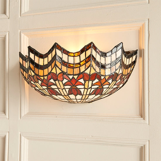 Vesta Tiffany Glass Wall Light In Matt Black