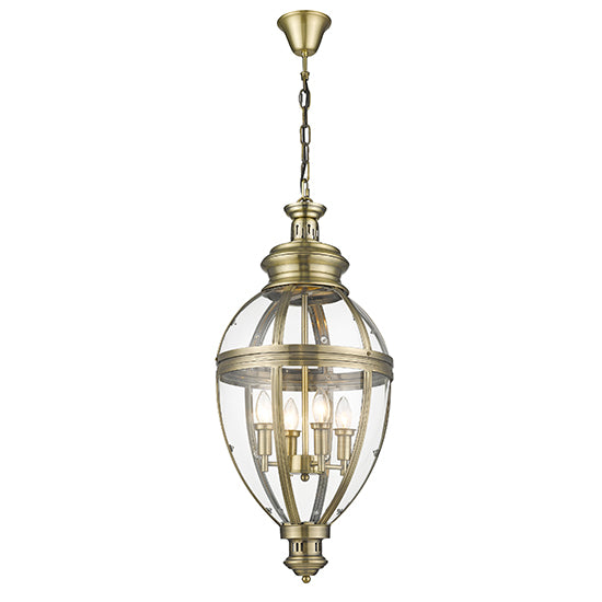 Victoria 4 Bulbs Ceiling Pendant Light In Antique Brass