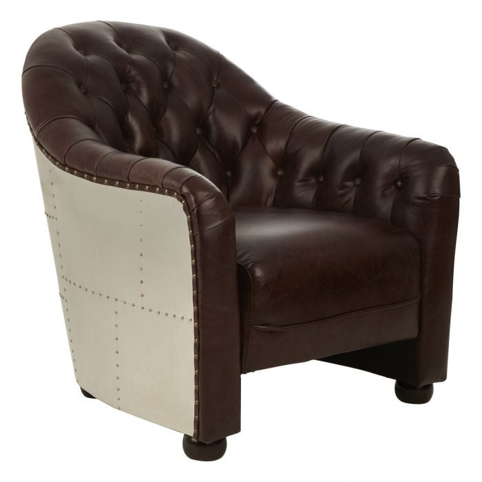 Victor Classic Leather Armchair In Dark Brown With Wooden Legs